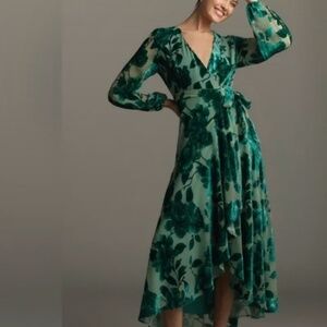 Hutch Medium Green Velvet wrap dress (nwt)